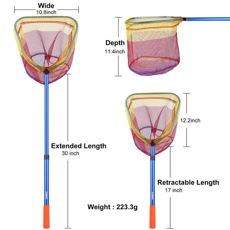 ODDSPRO PortaPocket Kids Fishing telescoping Bait and Minnow Net, 11.4" Depth, 30" Handle - Image 2